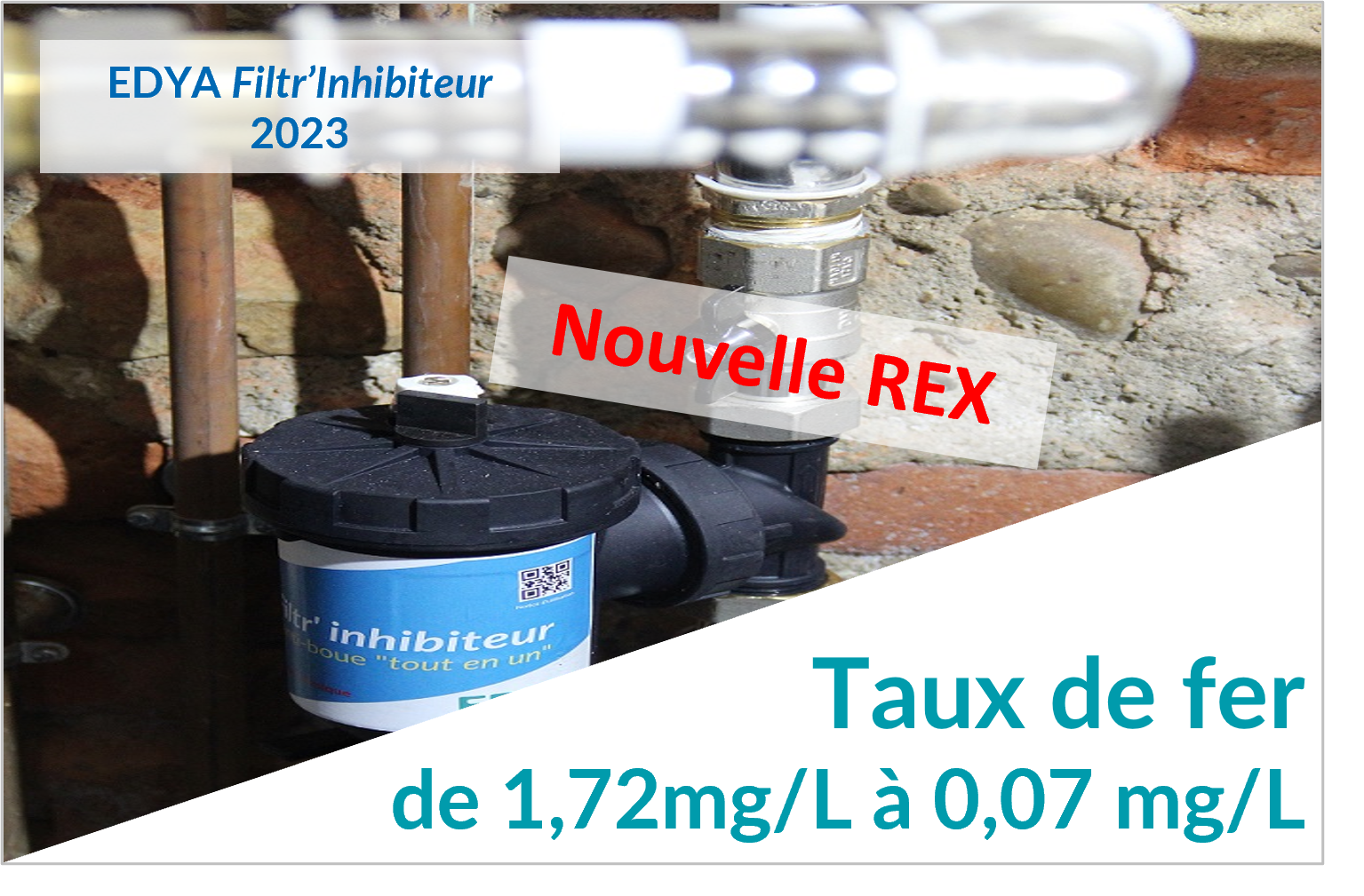 Anti-boue EDYA Filtr'Inhibiteur pour protéger un réseau de chauffage d'une maison.